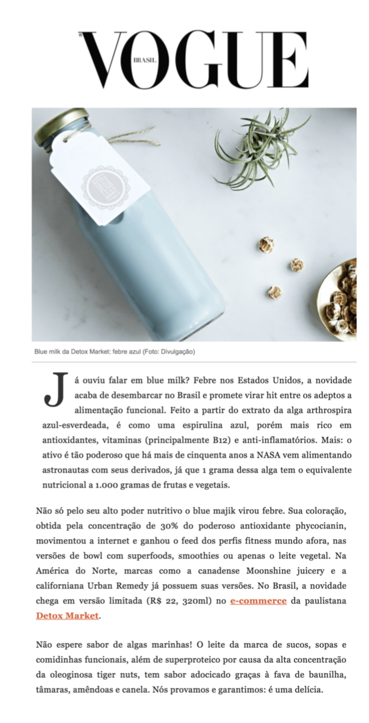 Blue Milk saiu na VOGUE
